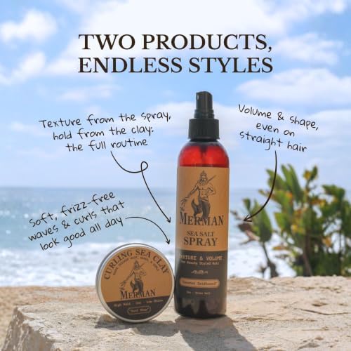 Sea Salt Spray & Curling Sea Clay Bundle, All-Day Hold, 8oz, 2oz