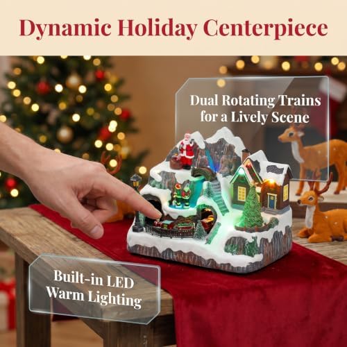 ABOOFAN Animated Christmas Village Train Decoration with Led Music 9. 5
