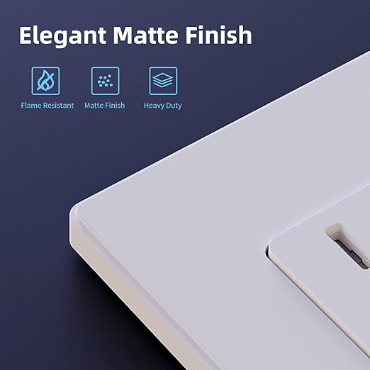 ELEGRP Matte White Tamper Resistant Decorator Wall Receptacle Outlet, 15A 125V Electrical Outlet, Residential Grade, Self-grounding, Screwless Wall Plate Included, UL Listed, 50 Pack