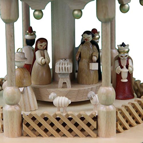 ISDD German christmas pyramid Nativity scene, 2-tier, height 38 cm/15 inch, natural, original Erzgebirge by Richard Glaesser Seiffen