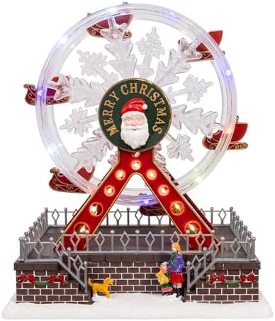 Kurt Adler Battery Operated Musical Animated Santa Ferris Wheel.