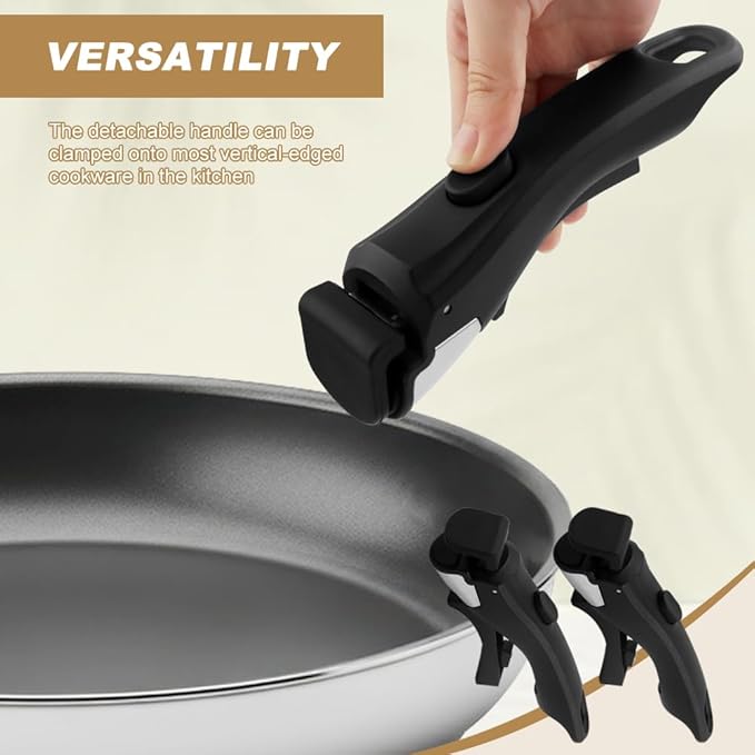 Removable Pot Handle, 2pcs Detachable Pan Handles, Universal Pan Handle, Replacement Handles for Pots and Pans, Fits All Cookware