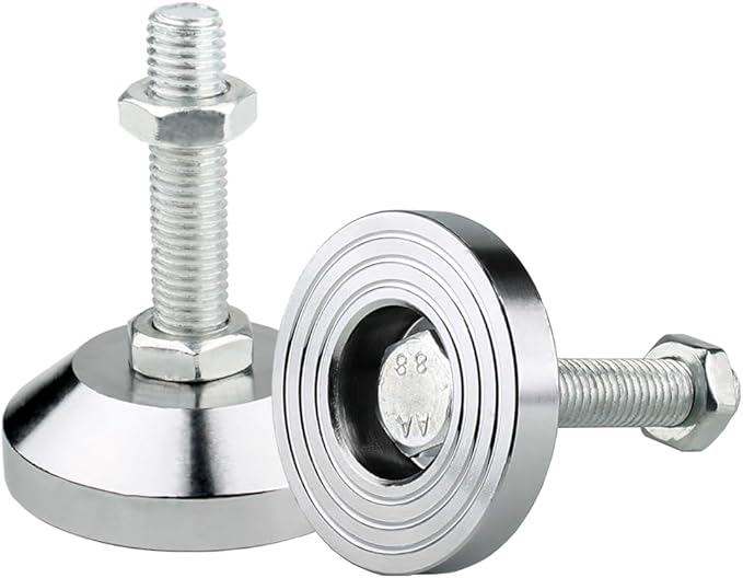 Machine Leveling feet, Heavy Duty Leveler Leg 2.36" Dia. Base, Leg Leveler M12 Thread, 2600 Lb Capacity,Capacity for Workbench, Machine, Cabinet (D60xM12x50,2 Pack, Silvery)