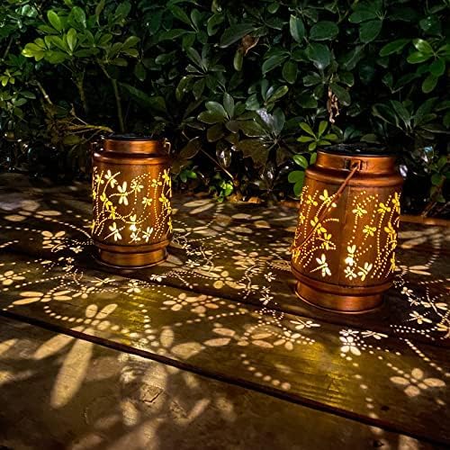 Mothers Day Gifts, 2 Pack Dragonfly Birthday Gifts for Women Mom Grandma Solar Lanterns Outdoor Waterproof Garden Decor Hanging LED Decorative Light for Patio Yard Lawn Gardening Gifts