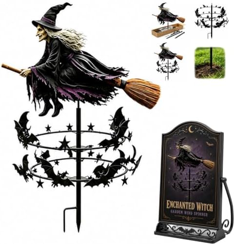 The Enchanted Witch Garden Wind Spinner | Halloween Outdoor Metal Yard Decor，1 Pcs