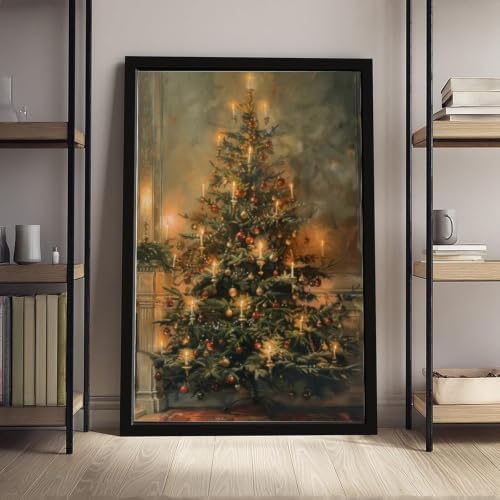 Vintage Christmas Tree Poster Nostalgic Holiday Wall Art Room Decor