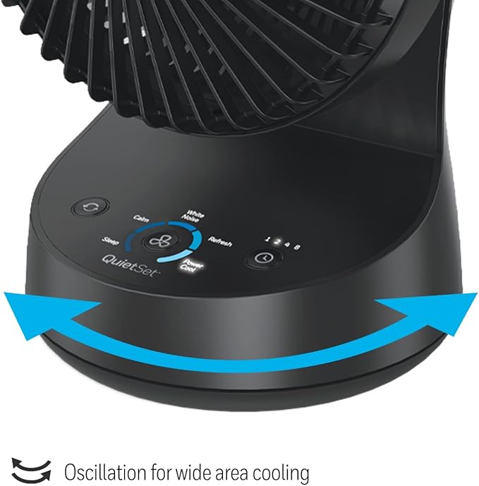 Honeywell QuietSet 5 Oscillating Table Fan, Black – Personal and Small Room Fan with Quiet Operation and 5 Levels of Power and Sound