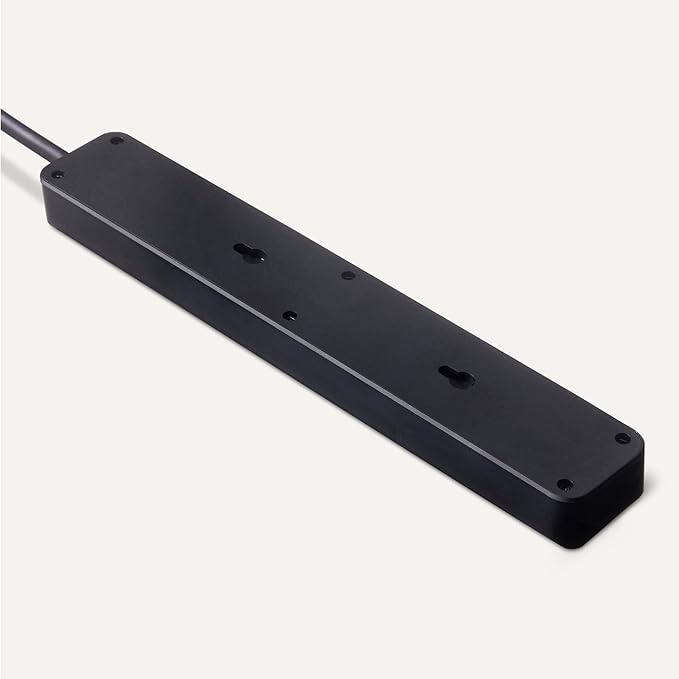 Amazon Basics Rectangle 6-Outlet Surge Protector Power Strip with Circuit Breaker, 600 Joule, 2ft Cord, Black, 2-Pack