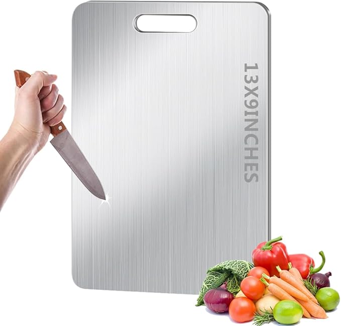 Titanium Cutting Board for Kitchen, Non Stick Chopping Board, Upgrade Double Sided Food-Grade Titanium Board for Kitchen for Meat Cheese Vegetable (X-Medium)