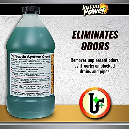 Instant Power Septic Shock – Septic Tank Treatment, Drain Cleaner Liquid Clog Remover for Septic System, Drain Defense for RVs – 67.6 Fl Oz 6 Pack