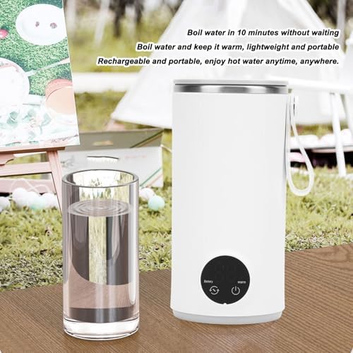 Travel Portable Electric Kettle, 400ML Portable Water Boiler Heated Travel Mug 4 Temperature Control USB Charging Small Water Boiler for Tea Coffee Milk (US Plug AC 100-240V)