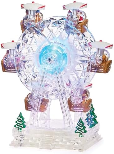 Roman 11" Lighted & Musical Gingerbread Ferris Wheel, Amusements Collection | Animated Christmas Carnival Decoration, Battery or Adapter Compatible
