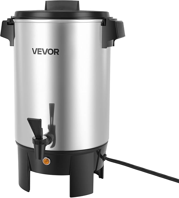 VEVOR Commercial Coffee Urn, 30 Cup 4.5 L Hot Beverage Dispenser with Dripless Faucet, Quick-Brewing Commercial Coffee Maker, Automatic Temperature Control, for Catering, Party, Church & Restaurant
