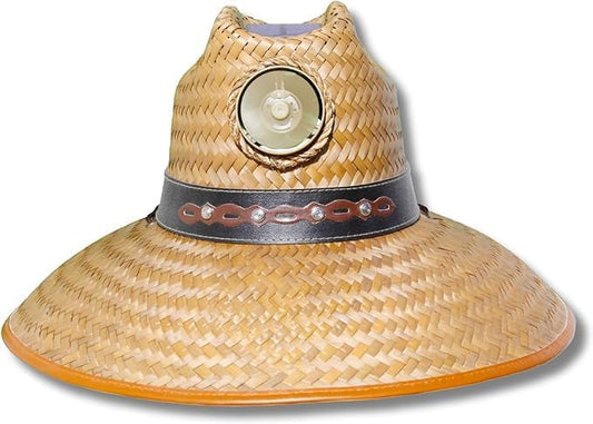 KOOL BREEZE SOLAR HAT - Mens Thurman with Band Straw Hat - Solar Fan Hat Cooling Outdoor Sun - Large