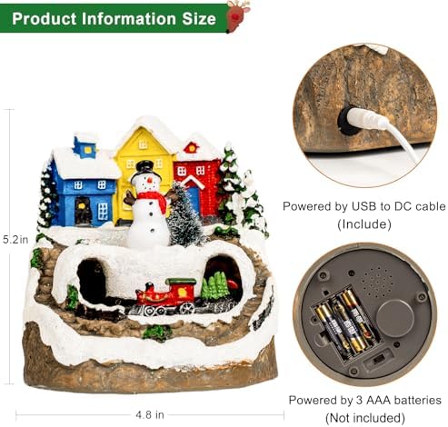 ZQQLITE Animated Musical Christmas Snowman Village Houses