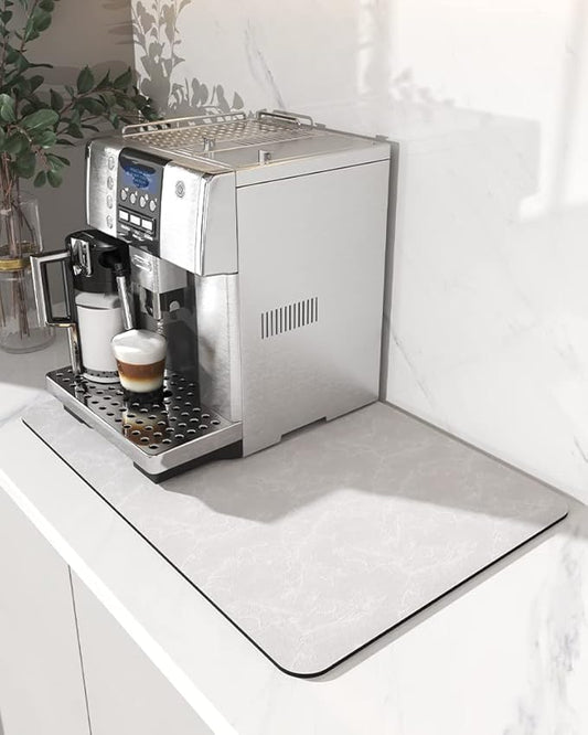 AMOAMI Coffee Mat - Hide Stain, Rubber Backed, Absorbent Dish Drying Mat for Kitchen Counter - Fits Under Coffee Maker & Machine, Dish Rack