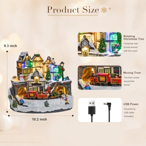 MUMTOP Christmas Houses, Light Up Christmas Village with Train and Music
