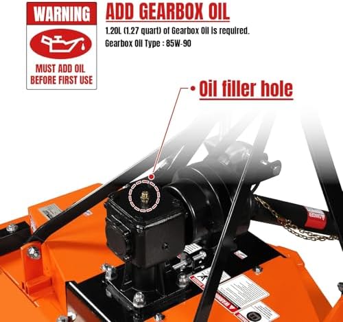 MechMaxx 3 Point PTO 48'' Working Width Finish Mower Attachment for 18-50hp Tractor, Category 1 Hitch, 4-Tires, 0.4'' - 4.5'' Adjustable Cutting Height, Model FM120