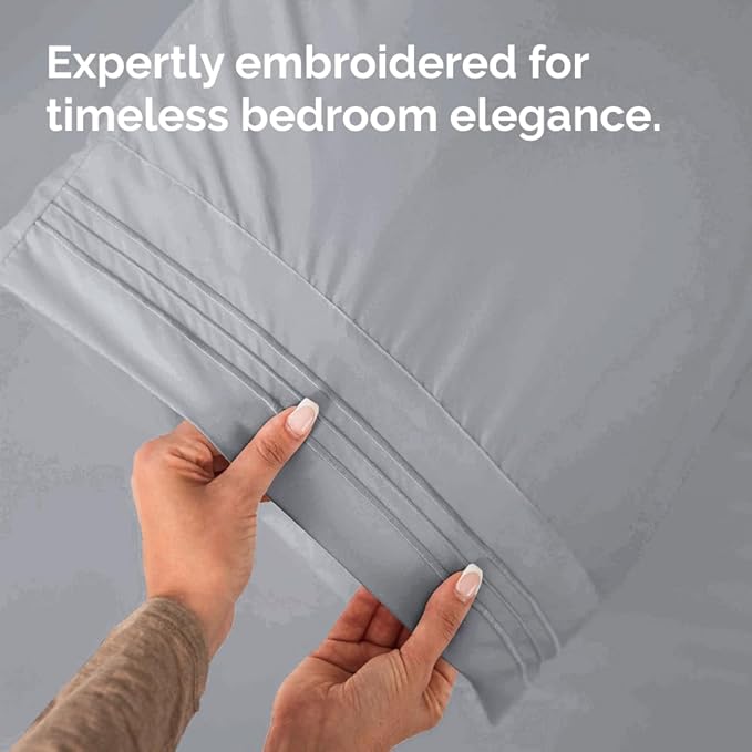King Standard Pillow Cases Set of 2 - Soft Hotel Quality Pillowcase Covers - Comfy, Cozy & Fade Free - Wrinkle Resistant - Machine Washable Pillow Protectors - 2 Piece Set - King Standard Steel Blue