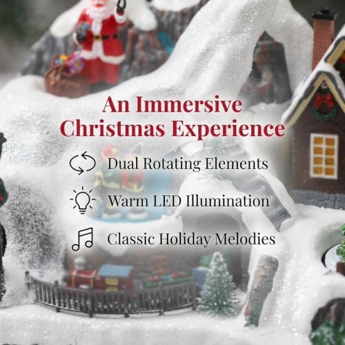 ABOOFAN Animated Christmas Village Train Decoration with Led Music 9. 5