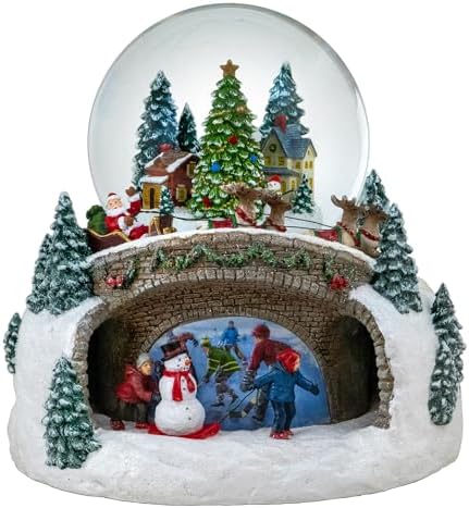 100MM Musical Rotating Christmas Village Snow Globe by The San Francisco Music Box