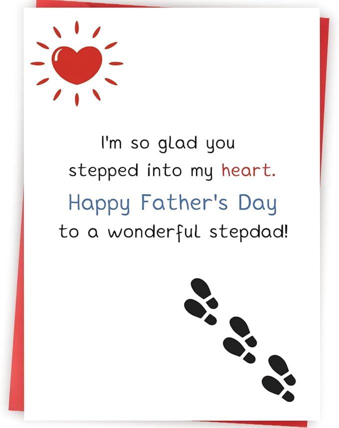 Step Dad Father Day Card, Funny Bonus Dad Fathers Day Card Gifts from Son Daughter, Happy Father's Day to A Wonderful Stepdad
