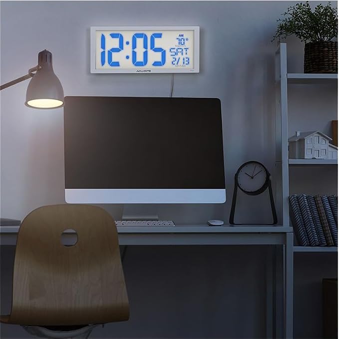 AcuRite 14.5" Oversized, Multicolor LED Clock with Indoor Temperature, Day of The Week, and Date (75160M) (Pack of 4)