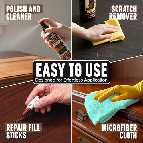 Trade Secret Wood Furniture Repair Kit with Polish, Sticks and Cloth