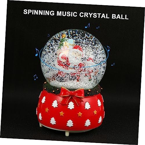 1pc Luminous Crystal Ball Music Box Rotating Base Christmas Santa Scene Globe Festive Tabletop Decoration for Home Holiday Party Adornment