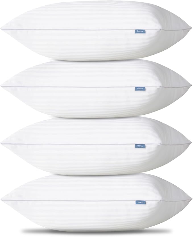 CozyLux Pillows Queen Size Set of 4, Cooling Hotel Quality Bed Pillows with Premium Soft Down Alternative Fill for Side Back and Stomach Sleepers - 4 Pack, Queen, 18x28 Inches