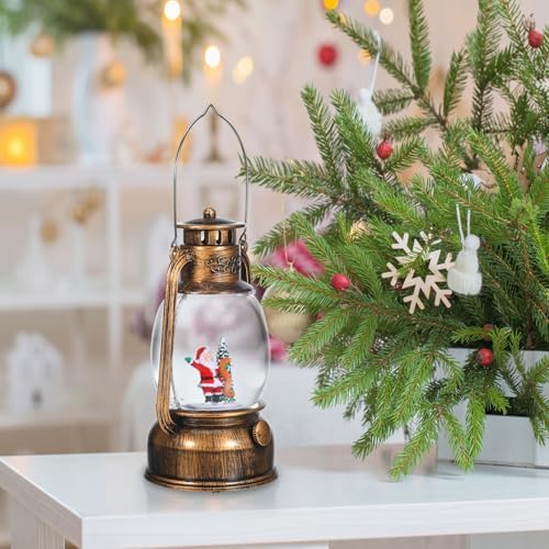 NUOBESTY Rotating Christmas Snow Globe Lantern with Music Glowing Santa LED Lighted Lantern for Festive Xmas Table Decoration USB and Battery Operated Holiday Music Box for Indoor Seasonal