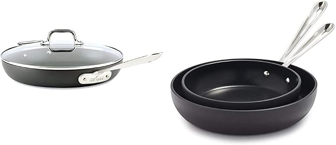 All-Clad Aluminum 12-inch Nonstick Frying Pan, Medium Grey Aluminum 10-inch Nonstick Fry Pan, Black