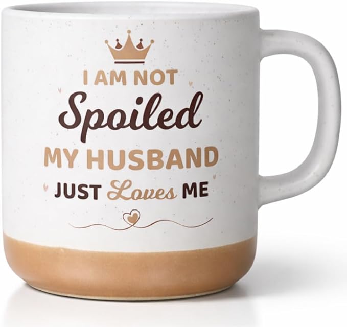 Mothers Day Gifts for Wife Mug, 11oz Stoneware Coffee Mug, Cute Wifey Coffee Mugs for Hot and Cold Drinks, Ceramic Mug for Spoiled Wife on Mother’s Day, Dishwasher and Microwave Safe