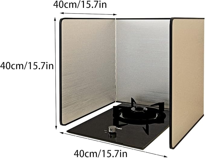 Cooking Splash Guards, Stainless Steel Oil Splatter Guard, Stove Splash Guard, Folding Splash Shield Panel, Non-Stick 3 Sided Splatter Guard, for Gas Stoves and Frying Pa,40x40x40cm
