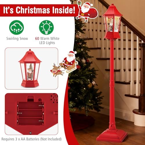 Goplus 5.3 Ft Christmas Snowy Street Lamp w/ 8 Tunes