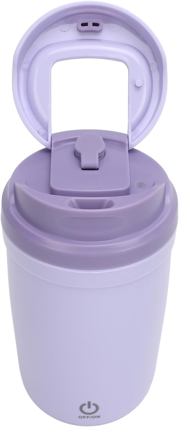 Alomejor Alomejor IP6 Self Mixing Cup Magnetic Rotator USB Rechargeable Auto Stir Coffee Mug 350ml for Travel (Green) (Purple)