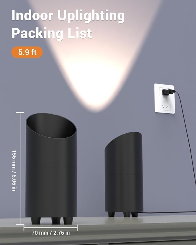 Abovizo 4 Pack Uplighting Indoor, LED Floor Can Lights with Remote and Timer, 3 Color Temps Dimmable Spotlight for Corner Sofa Plant Home Accent Lighting, 5.9 FT Plug Cord & Foot Switch, Black