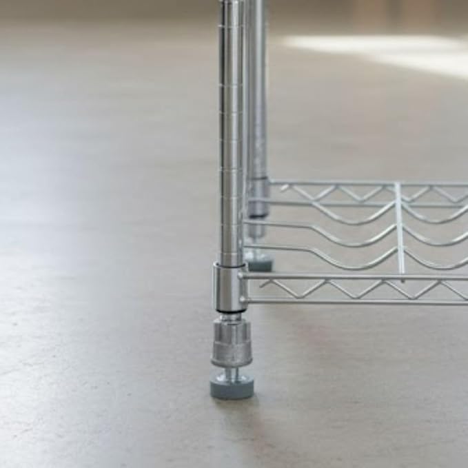 Soro Essentials- Set of 8 Stainless Steel Foot and 3/8"-16 Threaded Insert Wire Shelving Unit Post Leveler - Leveler for Wire Shelving Rack for Kitchen Storage for Precise Height Adjustments