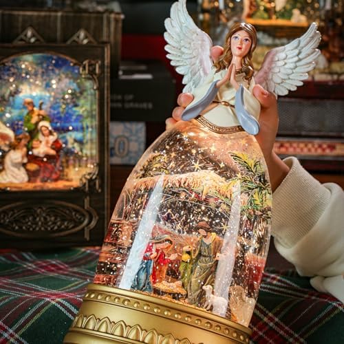 Nativity Snow Globe Music Box Holy Family, Shatterproof Swirling Glitter