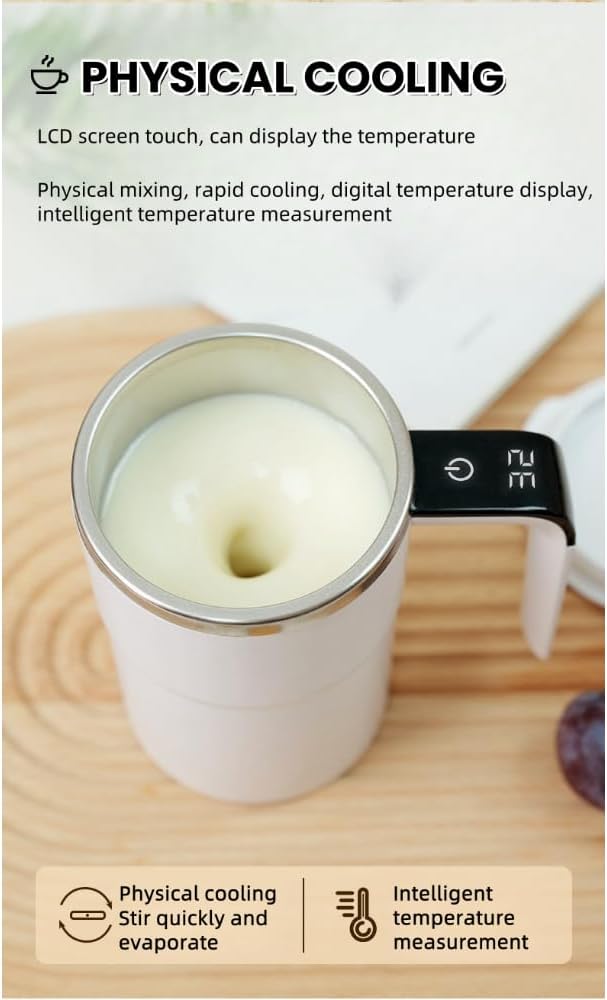 Automatic Magnetic Stirring Coffee Mug New Self Stirring Mug Electric Protein Shaker Bottle Stainless Steel Mixing Cup (Pink)