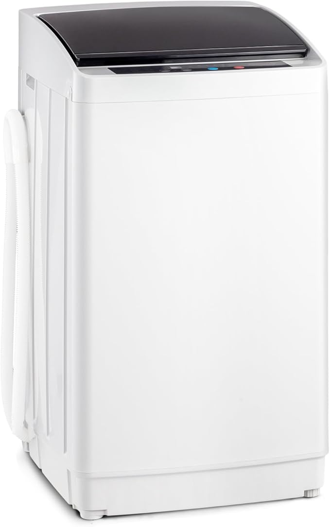 ROVSUN 17.8LBS Portable Washing Machine, Full-Automatic Electric Laundry Machine with Stainless Steel Drum, Compact Washer and Spin Dryer Combo with Drain Pump for Apartment, Dorm, Home