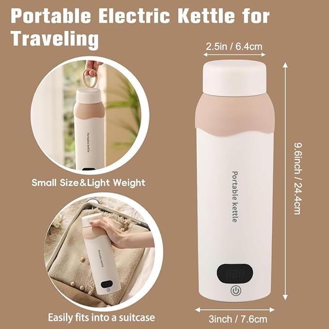 Travel Electric Tea Kettle 316 Stainless Steel, Small Portable Hot Water Kettle with 6 Temperature Control & Automatic Shut Off, 450mL Cute Tea Pot