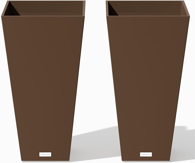 Veradek V-Resin Indoor/Outdoor Taper Planter, 2-Pack (26 inch, Espresso)