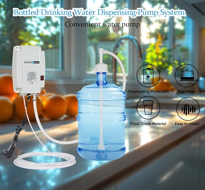 5 Gallon Bottled Water Dispenser Pump for Fridge,Bottle Water Dispensed Pump System Single-Tube for Coffee,110V Automatic Drinking Water Jug Pump Power 25W for Refrigerator Ice Tea Maker Kitchen