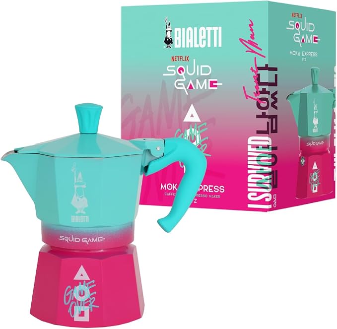 Bialetti Moka Express Squid Game©: Iconic Stovetop Espresso Maker, Moka Pot, Italian Coffee Maker, 3 Espresso Shots (4.3 oz - 130 ml), Aluminum