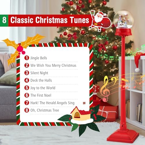 Goplus 5 Ft Christmas Snow Globe Lantern, Musical Snowy Globe Streetlamp