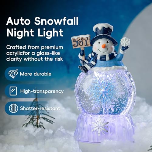 Snowman Christmas Snow Globes, Rotating Snowflake Shatterproof Music Box