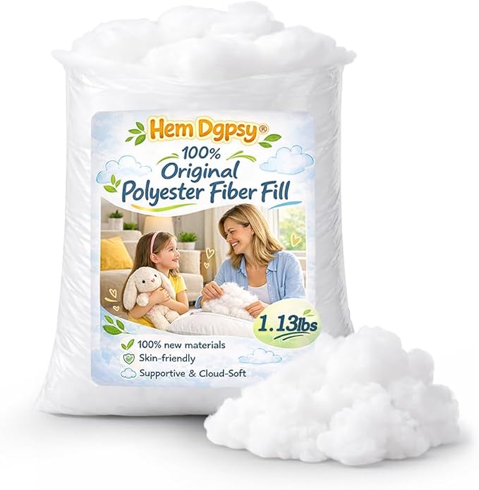 Premium Polyester Fiber Fill 1.13lbs, White Polyfill Stuffing for Pillows, Stuffed Animals, Plush Toys, Crafts & Cloud Decorations, Machine Washable