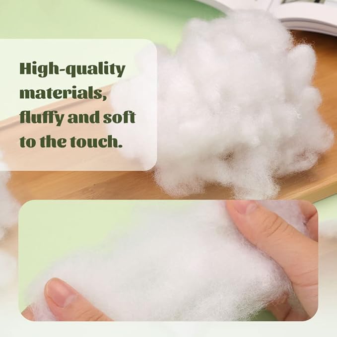 BUTUZE 500g/17.6oz Polyfill Stuffing, (2.1oz-4.4lb) Polyester Fiberfill Stuffing, Premium Fiber Fill, High Resilience Fill Fiber, Stuffing for Small Dolls Part Pillow Comforter DIY, Recyclable