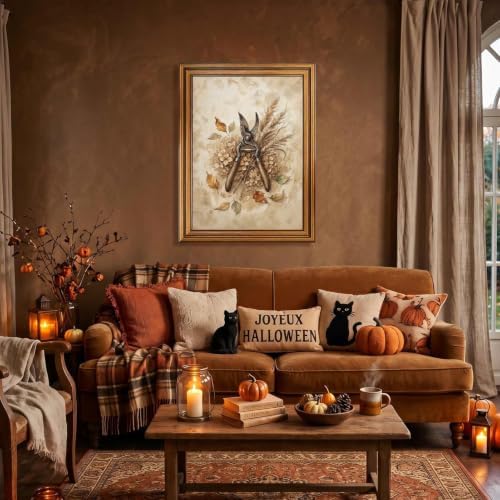 Halloween Garden Pruner Wall Art, Gold Vintage Framed Rustic Autumn Decor
